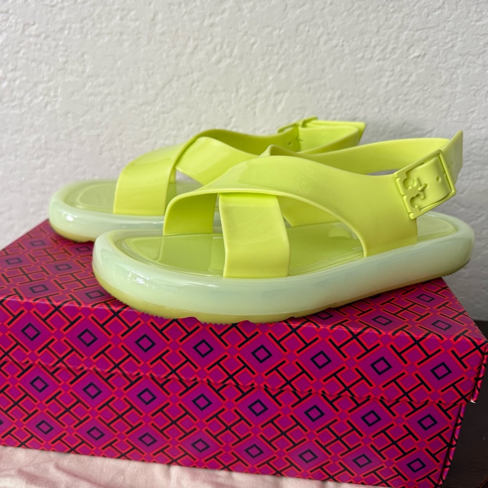 Tory Burch lime sherbet Jelly Crisscross Sandals Sz 8